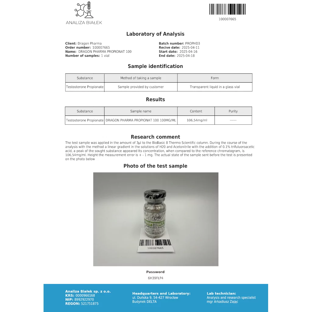 Propionat 100 - Testosterone Propionate - Dragon Pharma, Europe Propionat 100 - Testosterone Propionate - Dragon Pharma, Europe