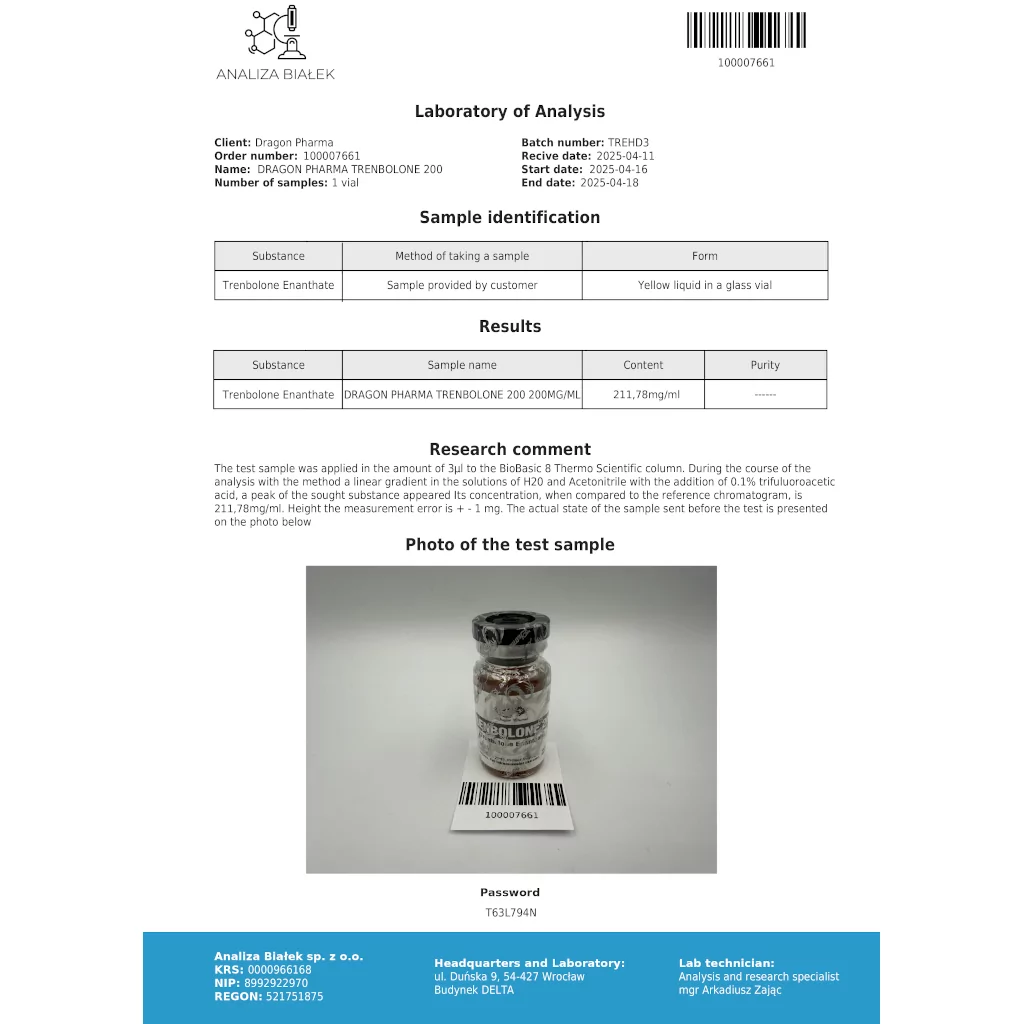 Trenbolone 200 - Trenbolone Enanthate - Dragon Pharma, Europe