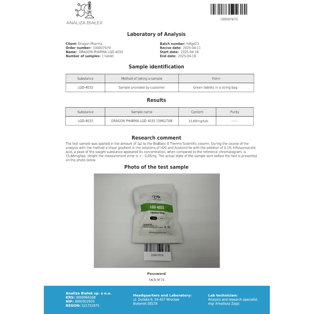 LGD 4033 - Ligandrol - Dragon Pharma, Europe LGD 4033 - Ligandrol - Dragon Pharma, Europe