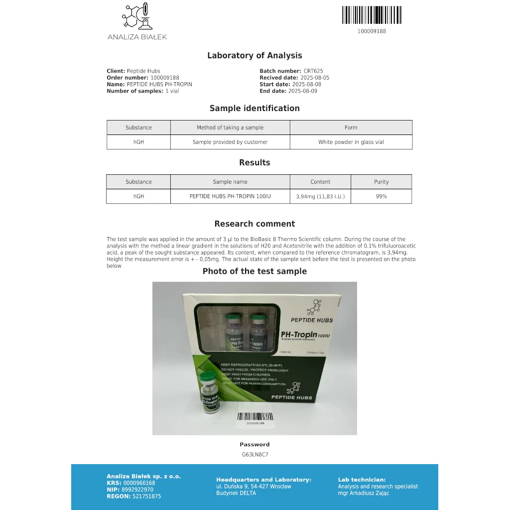 PH-Tropin 100 IU - Human Growth Hormone - Peptide Hubs