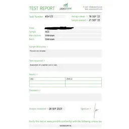HCG 2500 IU Lab Test Certificate September 2023 showing 2976 IU result