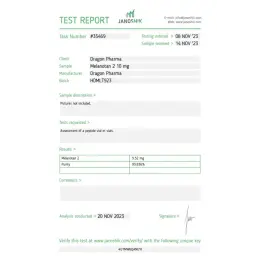 Melanotan 2 Lab Test Certificate November 2023 showing 9.52mg result