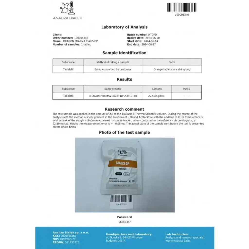 Cialis 20 mg - Tadalafil - Dragon Pharma, Europe