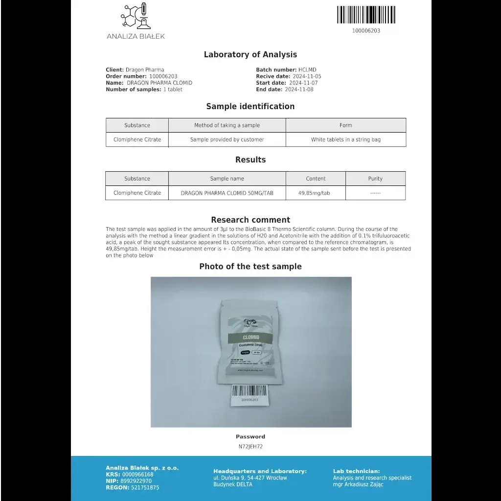 Clomid - Clomiphene Citrate - Dragon Pharma, Europe