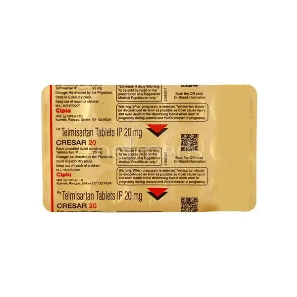Cresar 20 - Telmisartan - Cipla, India Cresar 20 - Telmisartan - Cipla, India