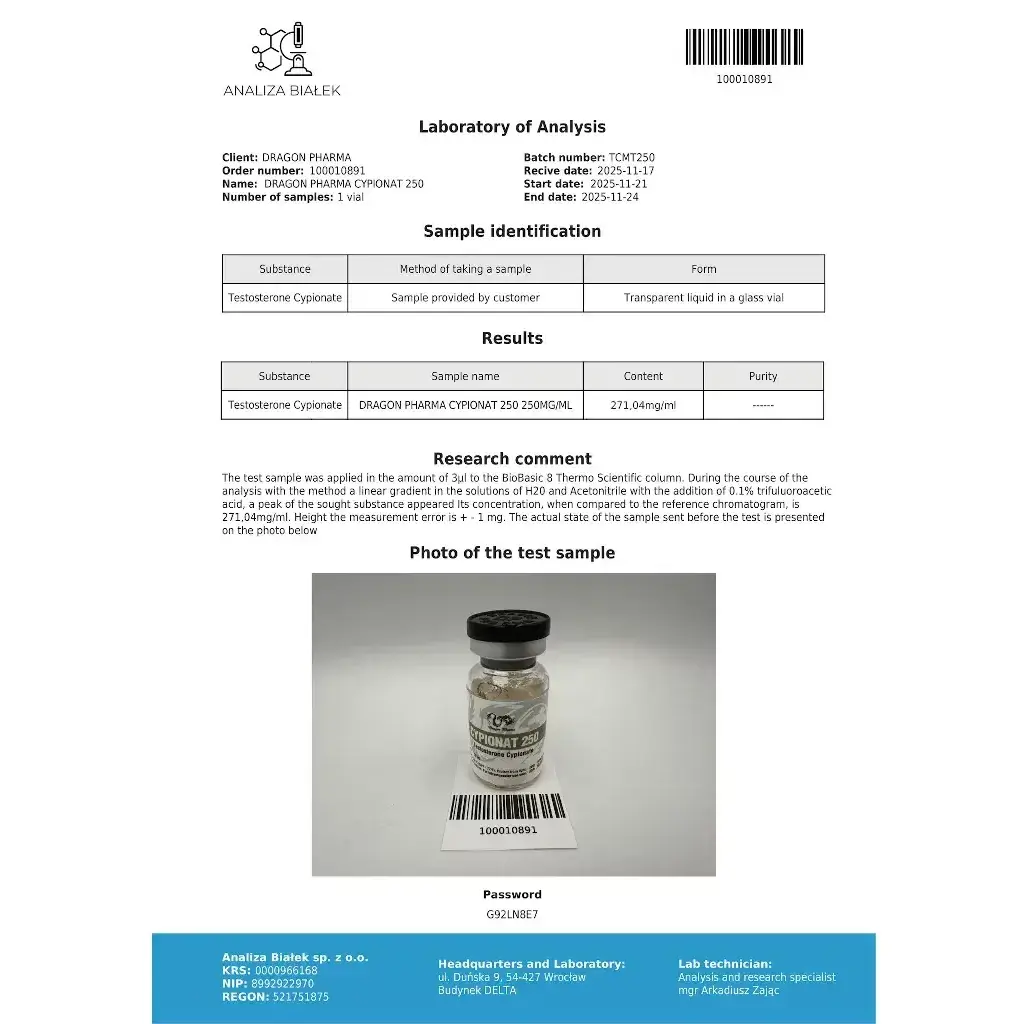 Cypionat 250 - Testosterone Cypionate - Dragon Pharma, Europe