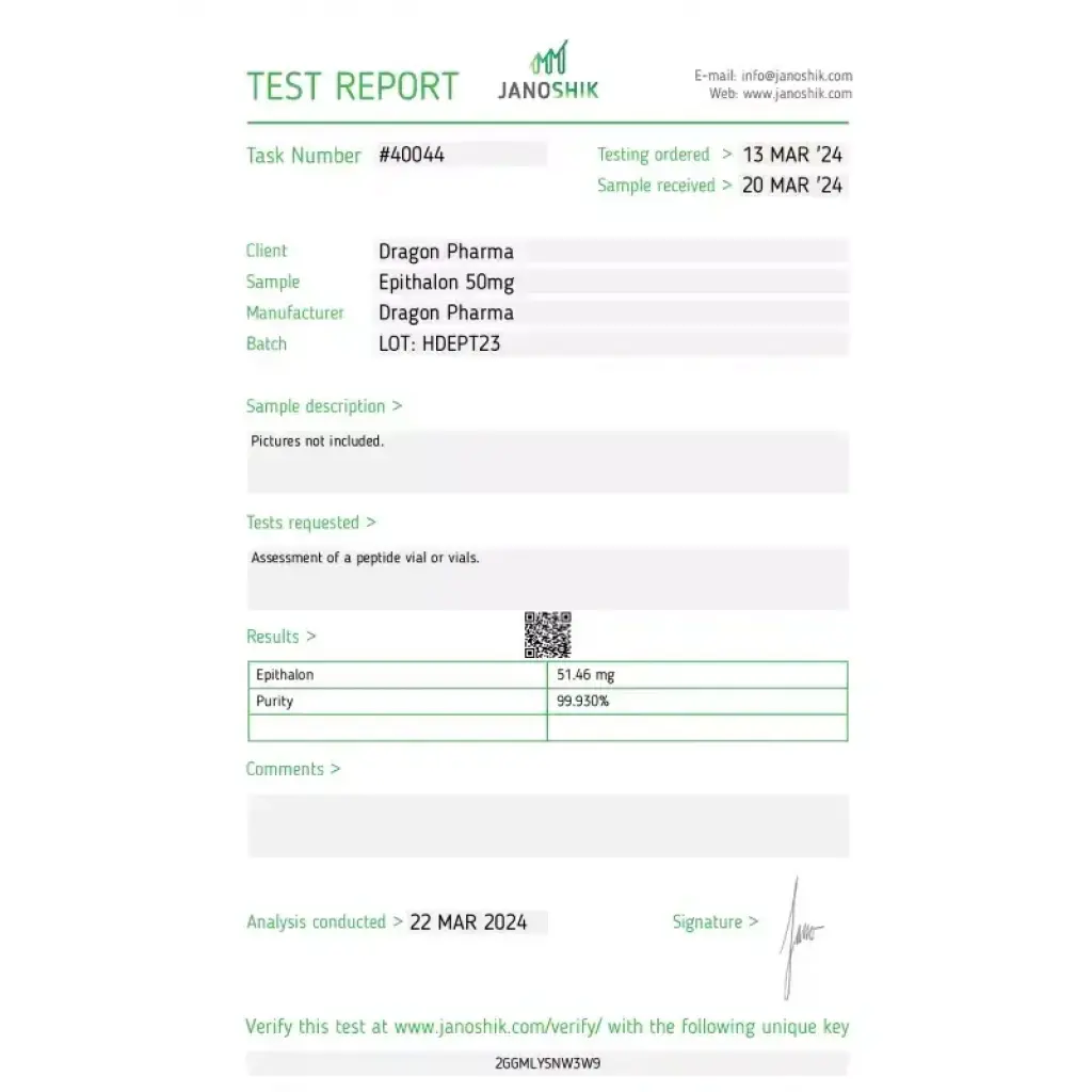 Epitalon 50mg - Epitalon - Dragon Pharma, Europe Epitalon 50mg - Epitalon - Dragon Pharma, Europe