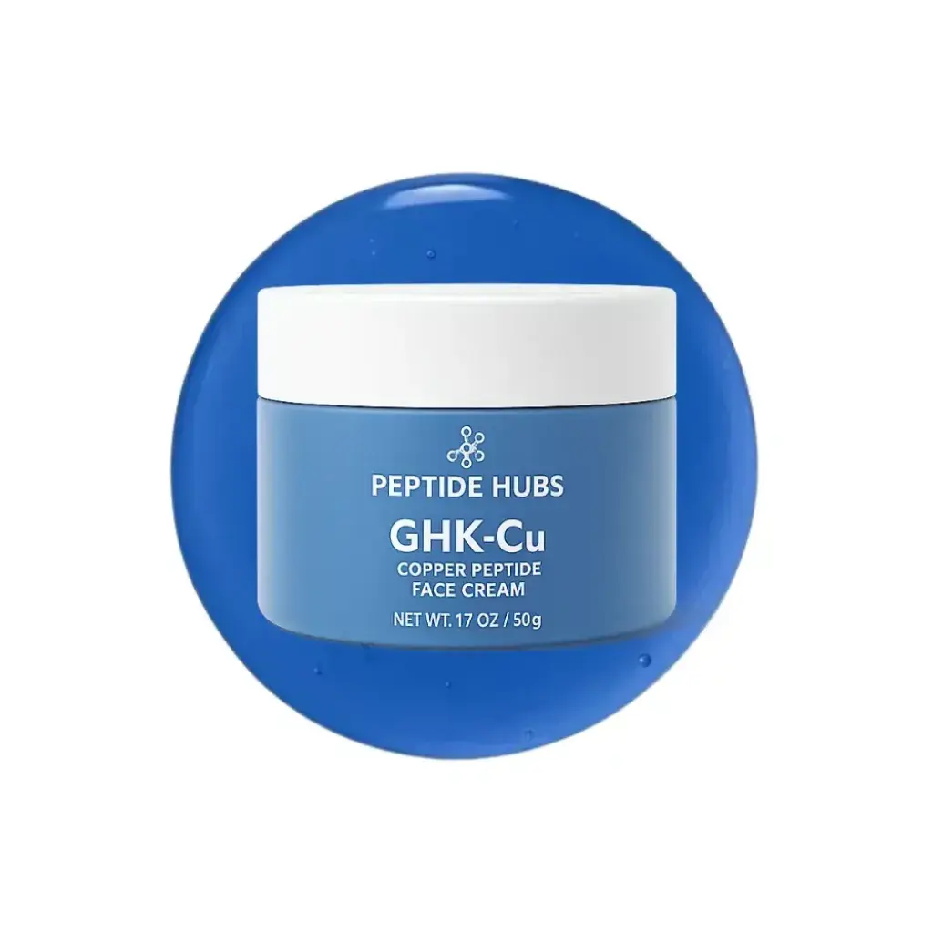 GHK-Cu Face Cream - GHK-Cu copper tripeptide-1,Palmitoyl tripeptide-5,Hydrolyzed collagen,Sodium hyaluronate,Jojoba oil,Panax ginseng,Centella asiatica,Licorice root,Soybean extract,Tremella mushroom - Peptide Hubs