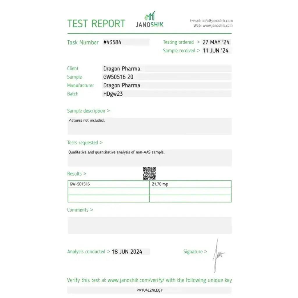 GW501516 - Cardarine - Dragon Pharma, Europe GW501516 - Cardarine - Dragon Pharma, Europe