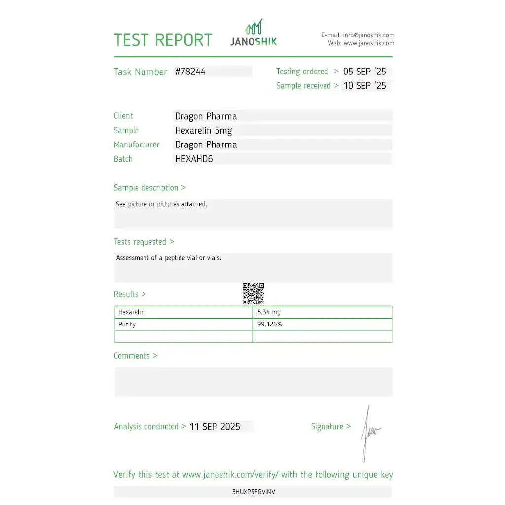 Hexarelin 5 mg - Examorelin - Dragon Pharma, Europe Hexarelin 5 mg - Examorelin - Dragon Pharma, Europe