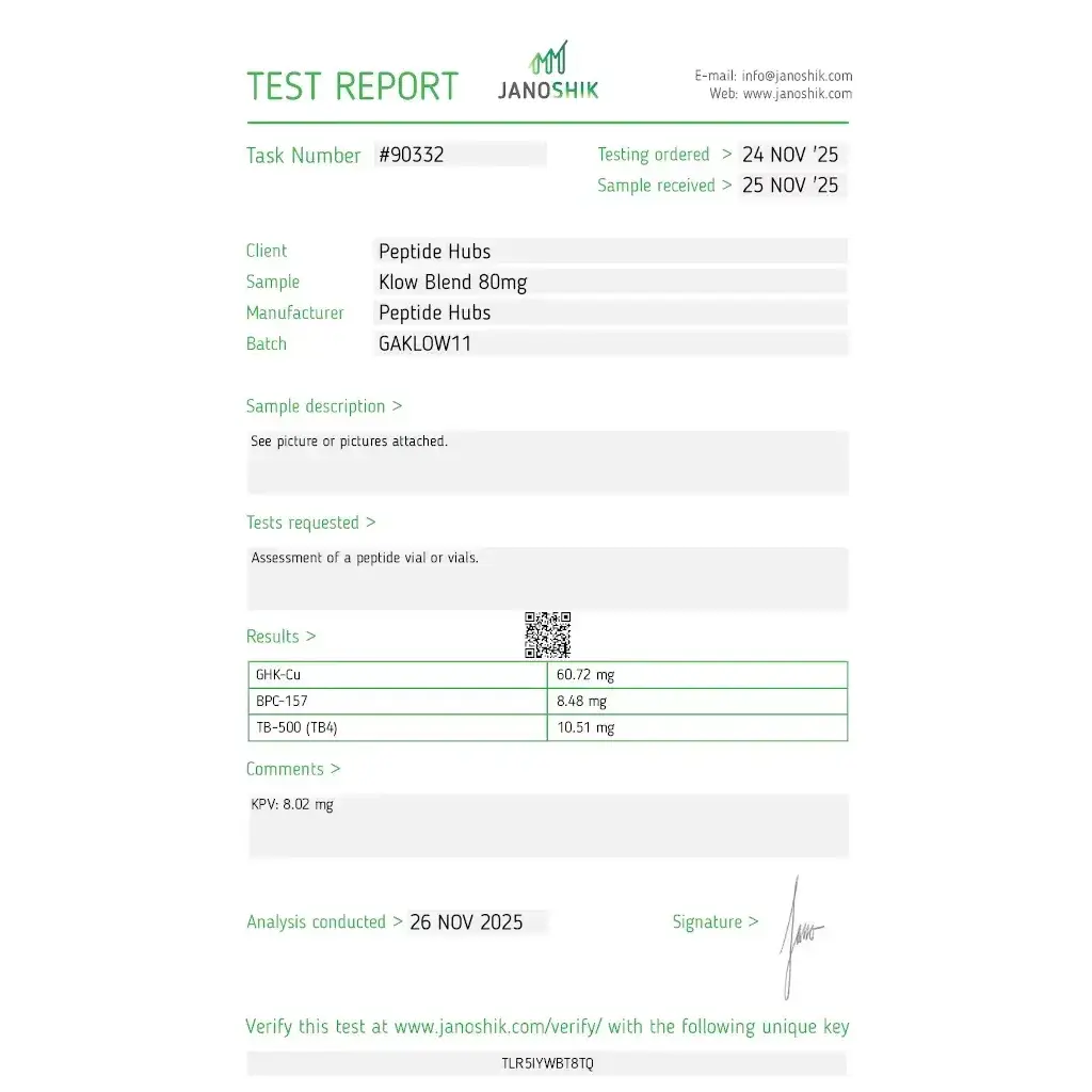 Klow Blend 80 mg - BPC 157 10mg,TB 500 10mg,KPV 10mg,GHK-Cu 50mg - Peptide Hubs