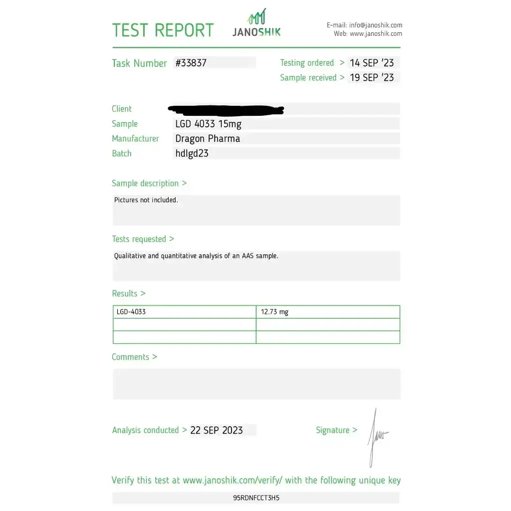 LGD 4033 15 mg - Ligandrol - Dragon Pharma, Europe