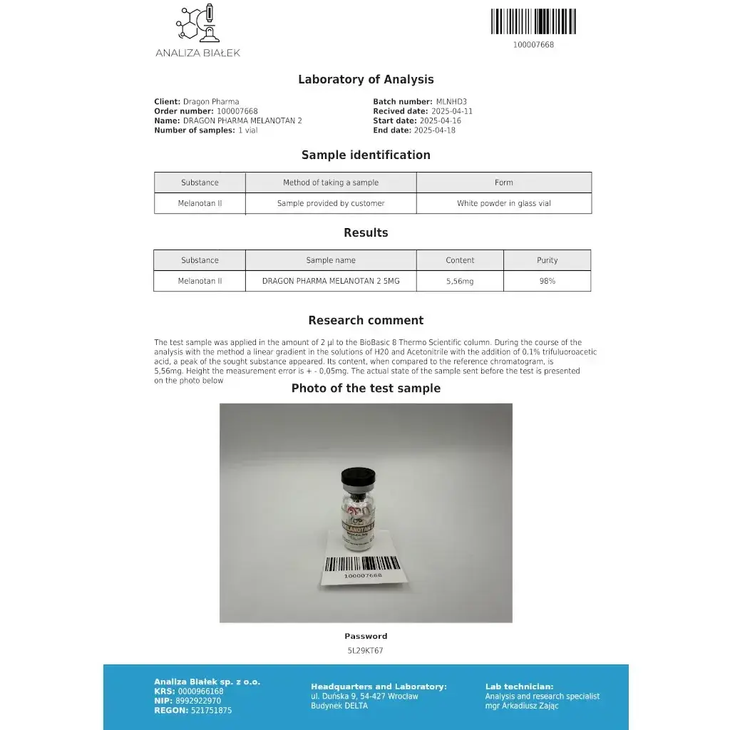 Dragon Pharma, Europe Melanotan 2 5 mg