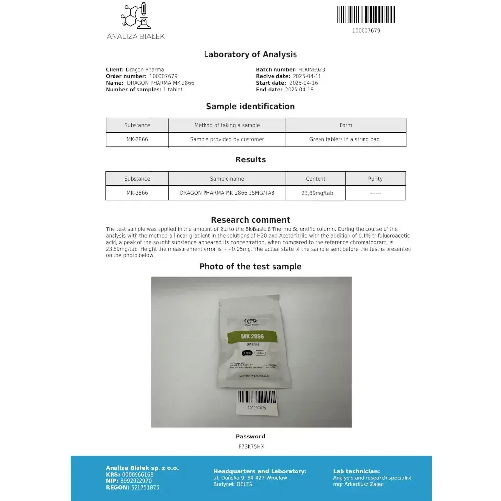 MK 2866 - Enobosarm - Dragon Pharma, Europe MK 2866 - Enobosarm - Dragon Pharma, Europe