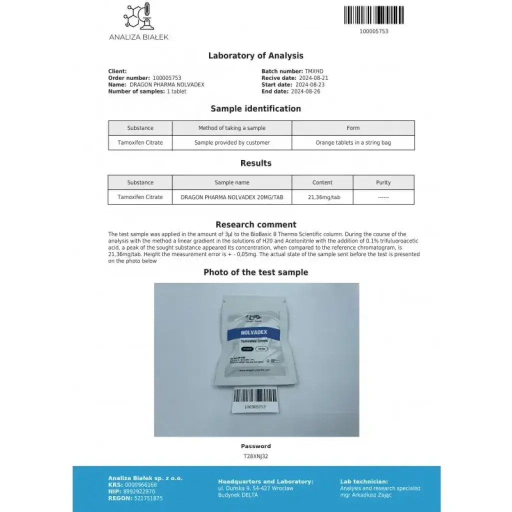 Nolvadex - Tamoxifen Citrate - Dragon Pharma, Europe