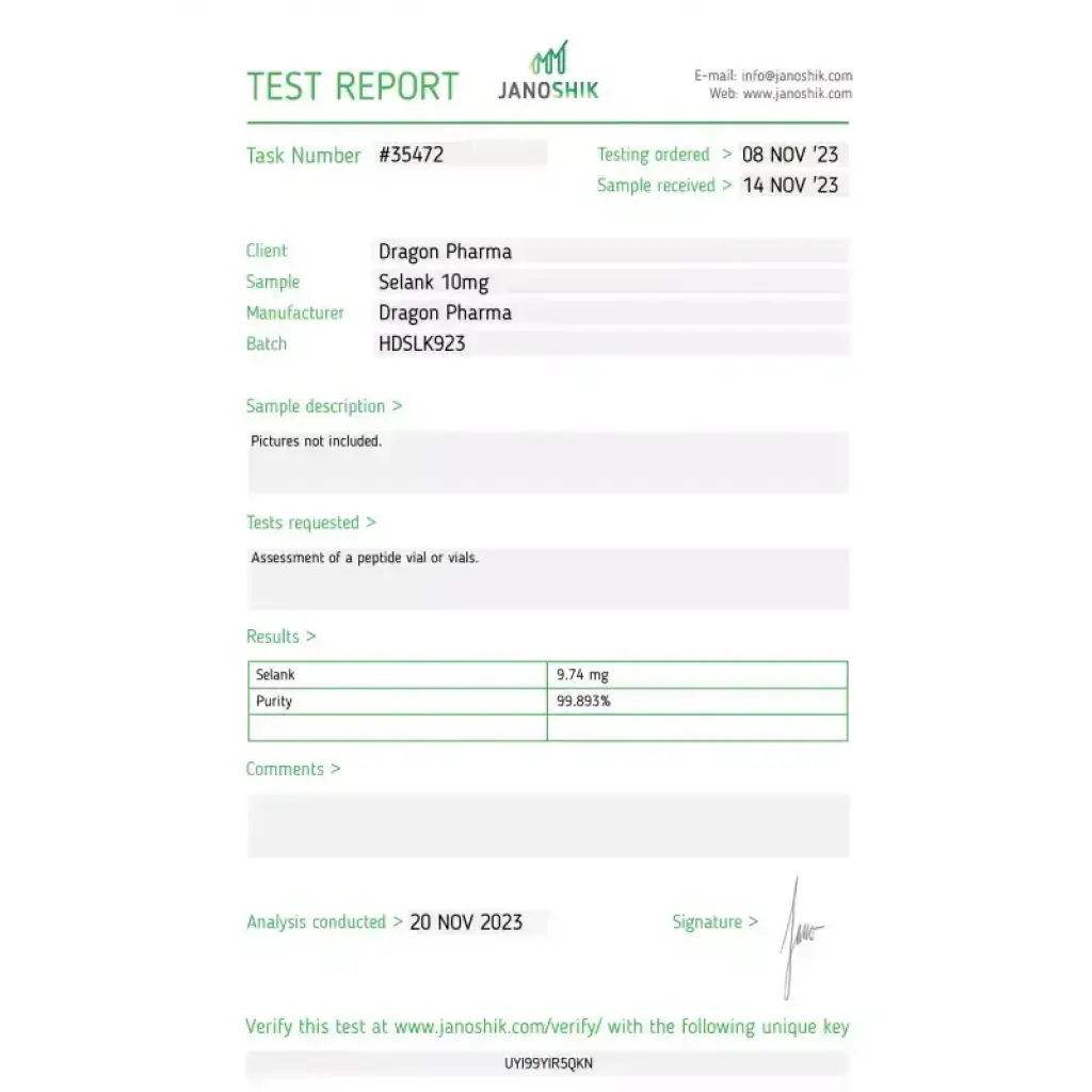 Selank - Selank - Dragon Pharma, Europe Selank - Selank - Dragon Pharma, Europe