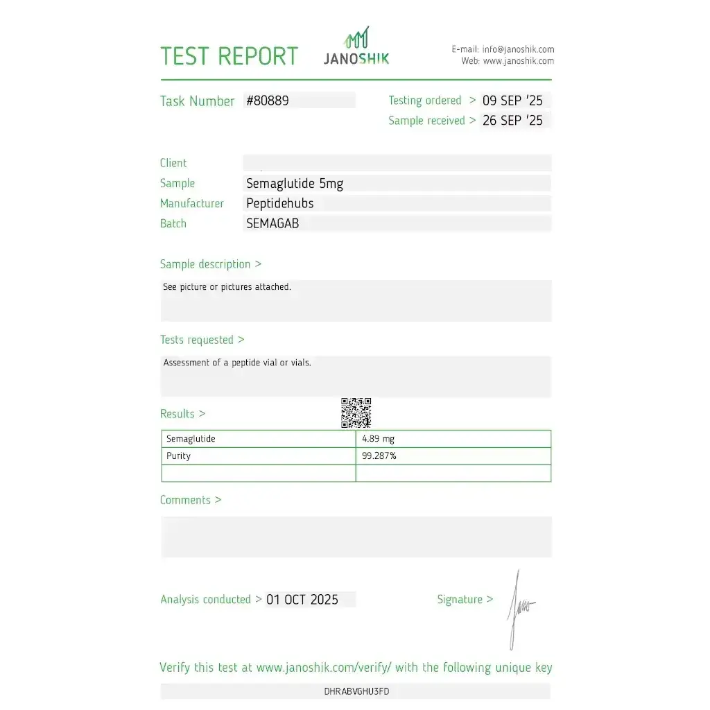 Semagluitde 5 mg - Semaglutide - Peptide Hubs