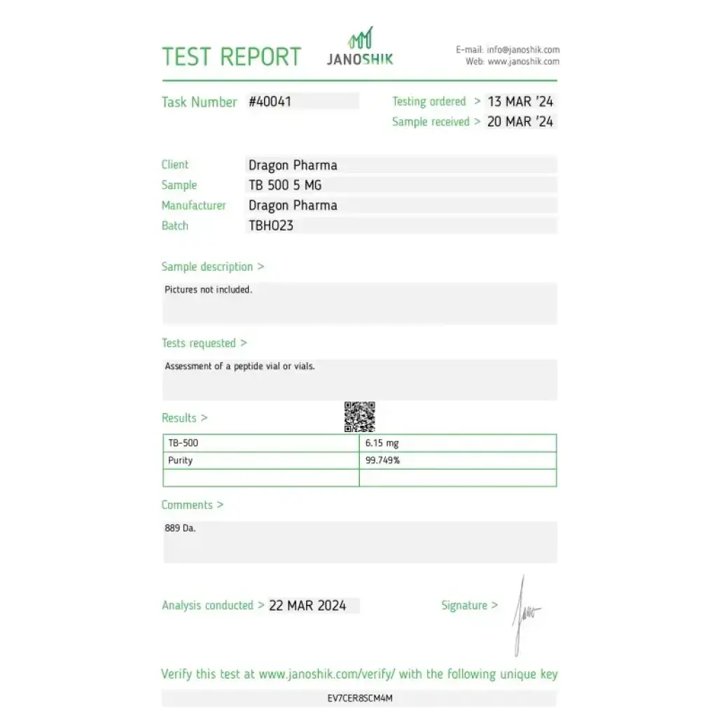TB 500 - Thymosin Beta 4 - Dragon Pharma, Europe TB 500 - Thymosin Beta 4 - Dragon Pharma, Europe