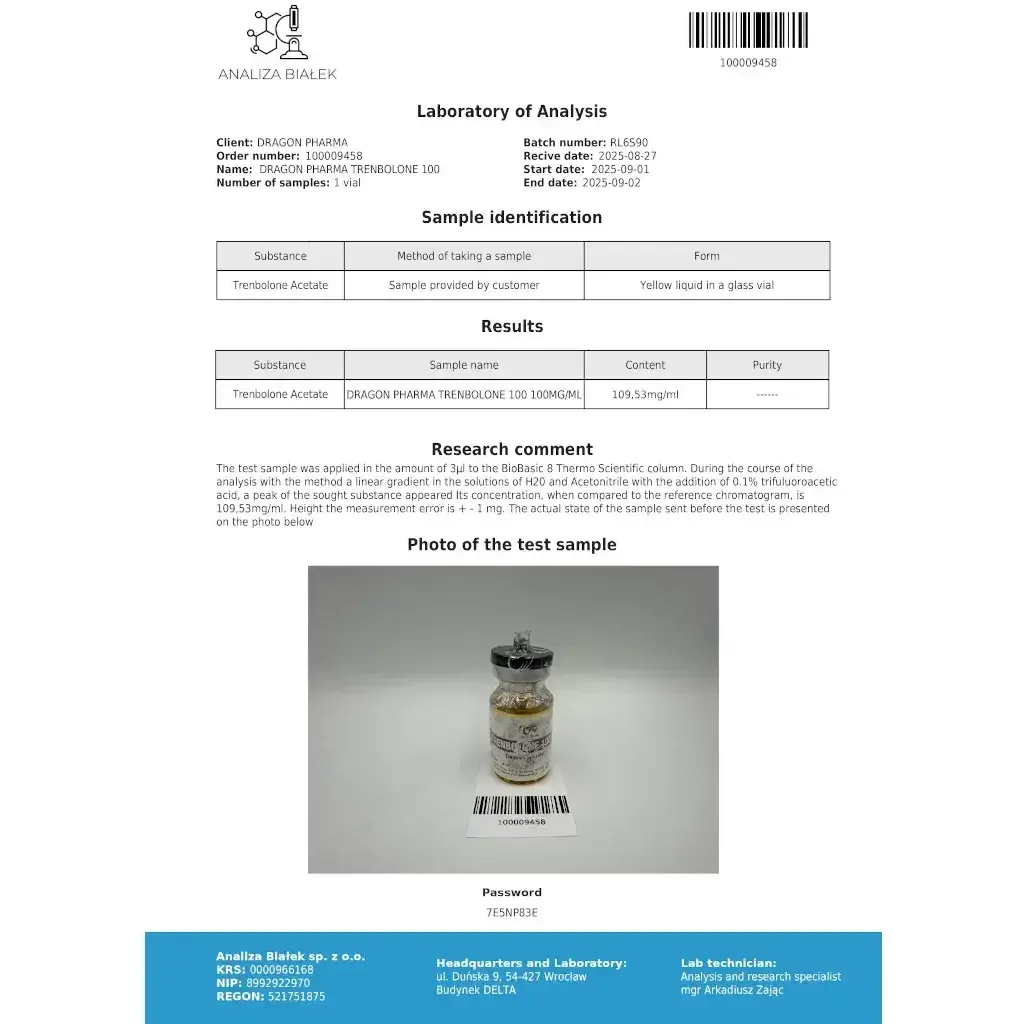 Trenbolone 100 mg - Trenbolone Acetate - Dragon Pharma, Europe