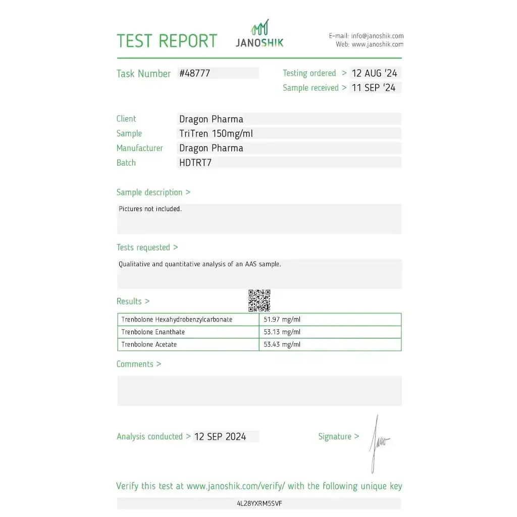 Tritren 150 mg - Trenbolone Acetate,Trenbolone Hexahydrobenzylcarbonate,Trenbolone Enanthate - Dragon Pharma, Europe