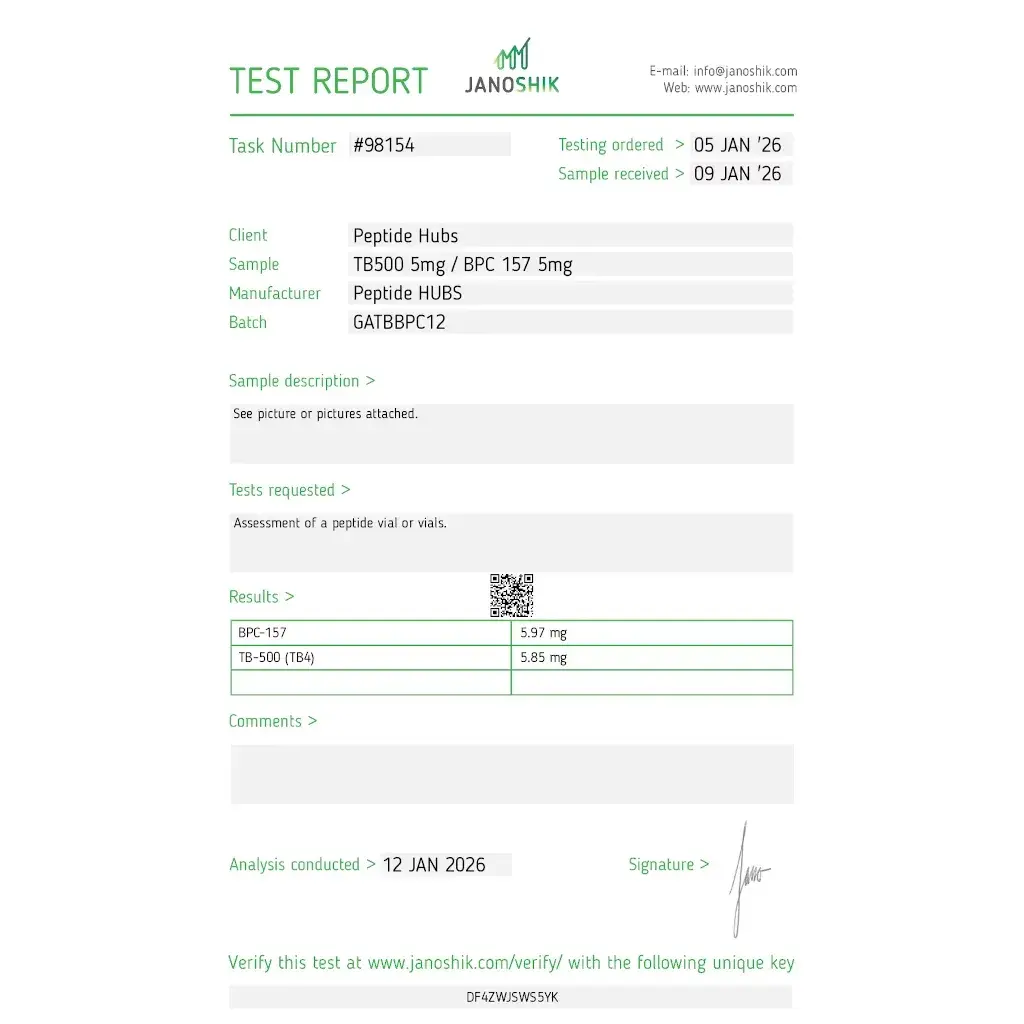 tb 500/bpc 157 lab test report